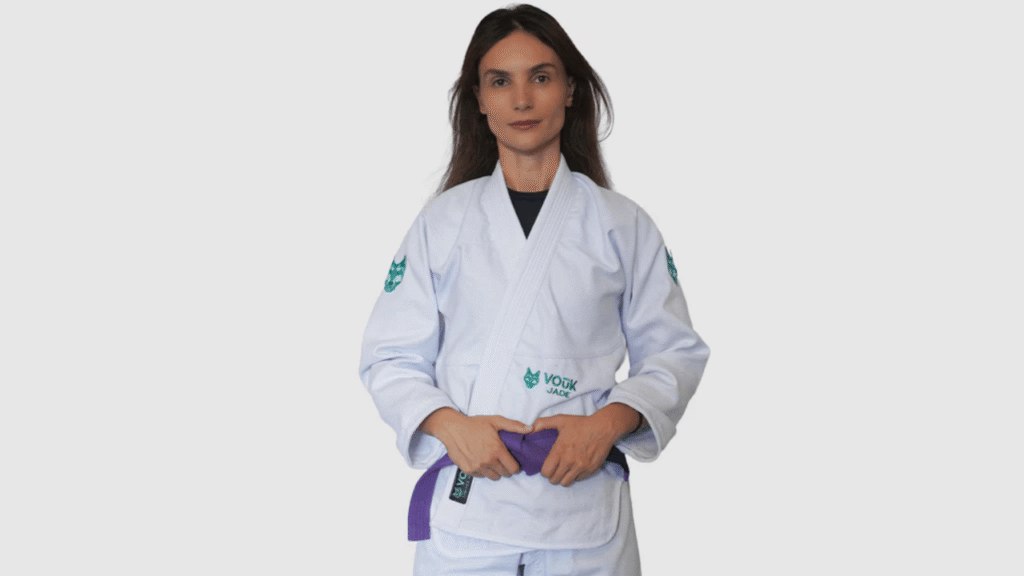 Equipamentos para jiu-jitsu feminino da Vouk Brasil com cupom BGM10