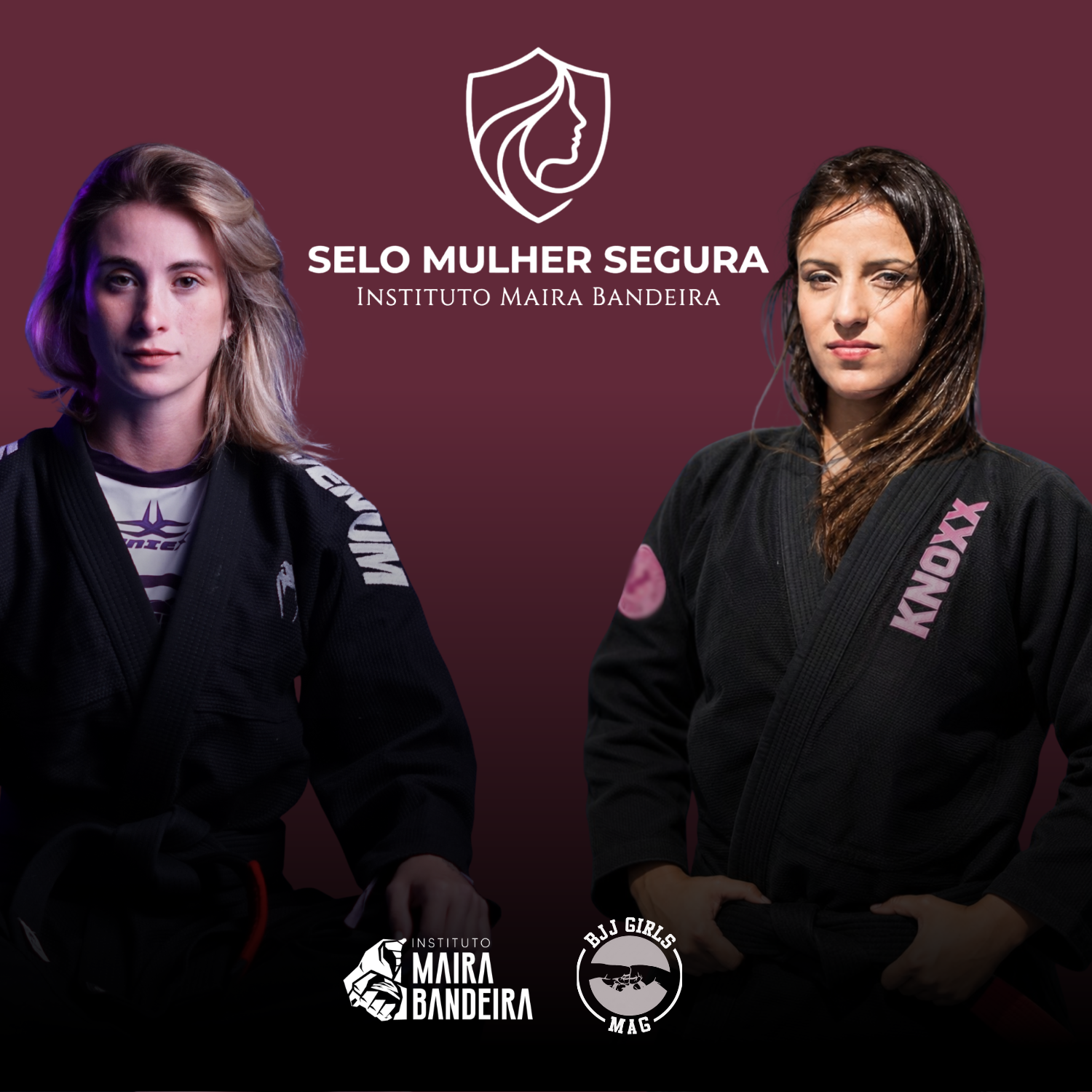 Selo Mulher Segura, sistema de certificação do Instituto Maira Bandeira em parceria com BJJ Girls Mag
